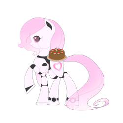 Size: 1800x1800 | Tagged: safe, artist:jdan-s, derpibooru import, oc, oc only, oc:cyberia heart, original species, pony, robot, robot pony, cake, crossover, food, portal (valve), solo