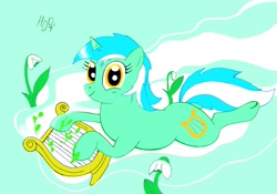 Size: 1069x748 | Tagged: safe, artist:harddriver04, lyra heartstrings, pony, unicorn, female, green coat, horn, mare, two toned mane