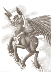 Size: 1652x2311 | Tagged: safe, artist:ari0th, derpibooru import, nightmare moon, solo, traditional art