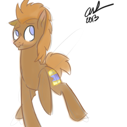 Size: 500x500 | Tagged: safe, artist:thewantabecartoonest, doctor whooves, blushing, cute, floppy ears, raised hoof, scrunchy face, solo