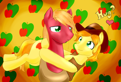 Size: 1280x865 | Tagged: safe, artist:cybermananon, derpibooru import, big macintosh, braeburn, earth pony, pony, braemac, gay, implied incest, male, shipping, stallion