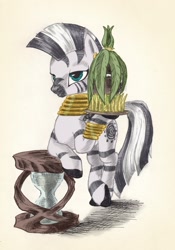 Size: 1387x1979 | Tagged: safe, artist:longren, artist:mcstalins, color edit, derpibooru import, edit, zecora, zebra, colored, solo