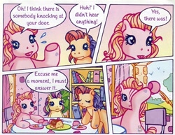 Size: 526x407 | Tagged: safe, cupcake (g3), sparkleworks, g3, comic, official, scan, tea, world's worst tea party