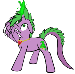 Size: 500x491 | Tagged: safe, artist:fethur, derpibooru import, spike, pony, unicorn, fire ruby, ponified, ponified spike, solo, species swap