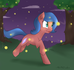 Size: 1280x1213 | Tagged: safe, artist:spiritcookie, derpibooru import, oc, oc only, earth pony, firefly (insect), insect, solo, tree