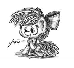 Size: 1024x944 | Tagged: safe, artist:artoftheghostie, derpibooru import, apple bloom, monochrome, solo