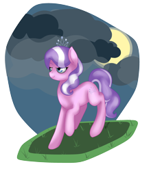 Size: 2346x2668 | Tagged: safe, artist:koko-nya, derpibooru import, diamond tiara, earth pony, pony, female, filly, jewelry, pink coat, solo, tiara, two toned mane