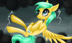 Size: 600x360 | Tagged: safe, artist:silvercommando, derpibooru import, sunshower raindrops, lightning, solo, storm