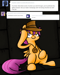 Size: 666x830 | Tagged: safe, artist:alsyklark, derpibooru import, scootaloo, hat, scootalootheadventurer, solo, tumblr