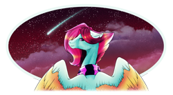 Size: 2560x1414 | Tagged: safe, artist:oneiria-fylakas, oc, oc only, oc:celestial star, pegasus, pony, clothes, female, looking over shoulder, mare, scarf, shooting star, solo