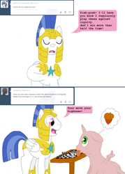 Size: 1075x1505 | Tagged: safe, artist:hakar-kerarmor, derpibooru import, oc, oc:butters, oc:nors, oc:sir reginald butterscop pendragon iv jr., alicorn, pony, alicorn oc, ask four inept guardponies, bald, royal guard