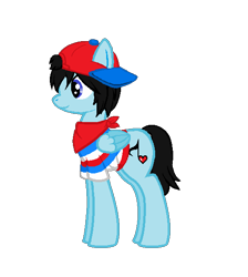 Size: 513x572 | Tagged: safe, artist:alissaluvsu, derpibooru import, pegasus, pony, clothes, earthbound, earthbound beginnings, hat, mother, ninten, ponified, simple background, smiling, solo, transparent background