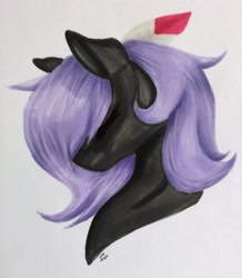 Size: 1024x1175 | Tagged: safe, artist:oneiria-fylakas, oc, oc:cloudy night, pony, bust, eyes closed, feather, portrait, solo, traditional art