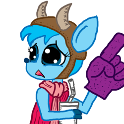 Size: 432x432 | Tagged: safe, artist:ficficponyfic, oc, oc only, oc:larkspur, deer, antlers, foam finger, soda