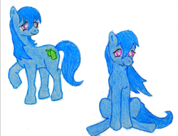 Size: 523x400 | Tagged: safe, artist:**lightningdancer**, derpibooru import, background pony, blue, bottlecap (character), crayon drawing, recycling