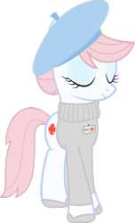 Size: 900x1482 | Tagged: dead source, safe, artist:lockiesajt, derpibooru import, nurse redheart, beret, clothes, simple background, solo, sweater, transparent background, vector