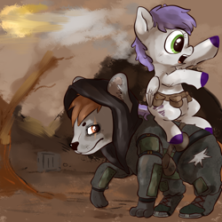 Size: 1000x1000 | Tagged: safe, artist:tweissie, tornado bolt, oc, hyena, pegasus, fallout equestria