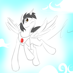 Size: 1000x1000 | Tagged: safe, artist:etchasketch, derpibooru import, oc, oc only, oc:shiron, alicorn, pony, alicorn oc, flying, solo