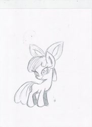 Size: 762x1049 | Tagged: safe, artist:digitaldomain123, derpibooru import, apple bloom, monochrome, solo, traditional art