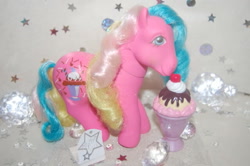 Size: 639x425 | Tagged: safe, derpibooru import, g1, chocolate delight, ice cream, sippin' soda pony, toy