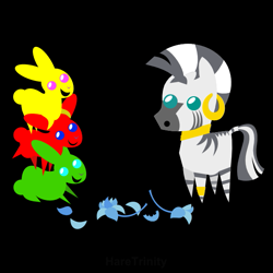 Size: 601x601 | Tagged: safe, artist:haretrinity, derpibooru import, zecora, rabbit, zebra, pointy ponies, poison joke