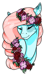Size: 1024x1719 | Tagged: safe, artist:oneiria-fylakas, oc, oc only, oc:waterlily, pegasus, pony, bust, eyes closed, female, floral head wreath, flower, mare, portrait, simple background, solo, transparent background