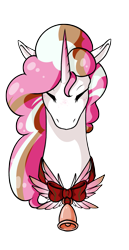 Size: 1191x2315 | Tagged: safe, artist:oneiria-fylakas, oc, oc only, oc:pink pepper, pony, unicorn, bell, bust, female, mare, portrait, simple background, solo, transparent background