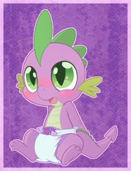Size: 980x1280 | Tagged: safe, artist:cuddlehooves, derpibooru import, spike, dragon, baby dragon, baby spike, cuddlehooves is trying to murder us, cute, cutie mark diapers, diaper, poofy diaper, solo, spikabetes