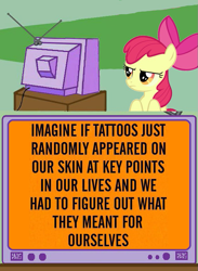 Size: 625x854 | Tagged: safe, derpibooru import, apple bloom, cutie pox, exploitable meme, meme, tv meme