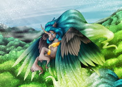 Size: 3508x2480 | Tagged: safe, artist:oneiria-fylakas, oc, alicorn, pony, female, flying, mare, solo