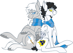 Size: 1019x736 | Tagged: safe, artist:legalese, derpibooru import, oc, pegasus, pony, gay, male, scarf, shipping, stallion