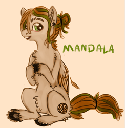 Size: 585x600 | Tagged: safe, artist:coppahhead, oc, oc only, oc:mandala, pegasus, pony, dreadlocks, ponytail, self insert