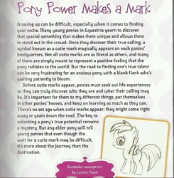 Size: 785x802 | Tagged: safe, derpibooru import, scootaloo, cutie mark, elements of harmony, guidebook, lauren faust, official, text