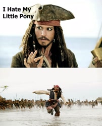 Size: 2404x2976 | Tagged: safe, derpibooru import, barely pony related, caption, exploitable meme, hater, jack sparrow, meme, reaction image, unpopular opinion sparrow