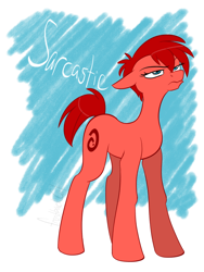 Size: 600x800 | Tagged: safe, artist:calicopikachu, derpibooru import, oc, oc only, earth pony, pony, pwnsona, sarcastic, solo