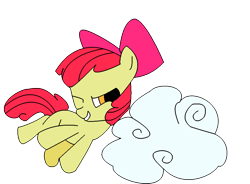 Size: 1000x737 | Tagged: safe, artist:youwillneverkno, derpibooru import, apple bloom, cloud, solo