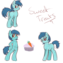 Size: 1280x1280 | Tagged: safe, artist:matimus91, oc, oc only, oc:sweet treats, pony, belly button, bipedal, explicit source, freckles, plot, reference sheet