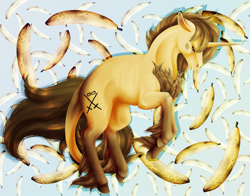 Size: 3099x2425 | Tagged: safe, artist:oneiria-fylakas, oc, pony, unicorn, banana, food, male, solo, stallion