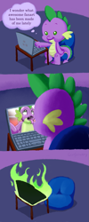 Size: 599x1500 | Tagged: safe, artist:girgrunny, spike, dragon, comic:dragon you over, comic, computer, meme, nope, spike's laptop