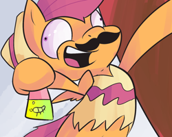 Size: 1280x1024 | Tagged: safe, artist:spanish-scoot, scootaloo, faic, hat, mexican, moustache, open mouth, solo