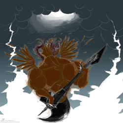 Size: 1000x1000 | Tagged: safe, artist:php15, scootaloo, anthro, ax brutaloo, brutaloo, guitar, metal as fuck, solo