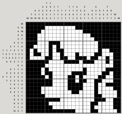 Size: 675x632 | Tagged: safe, derpibooru import, sweetie belle, gnu, linux, nonogram, paint by numbers, picross, puzzle, solution, trisquel
