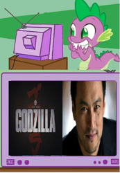 Size: 417x603 | Tagged: safe, spike, dragon, exploitable meme, godzilla (series), godzilla 2014, ken watanabe, meme, obligatory pony, tv meme