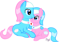 Size: 5768x4068 | Tagged: safe, artist:saturnstar14, derpibooru import, aloe, lotus blossom, earth pony, pony, absurd resolution, cuddling, cute, duo, duo female, female, simple background, sisters, spa twins, spaww twins, transparent background, vector