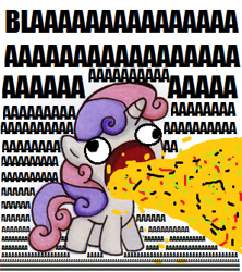 Size: 297x335 | Tagged: safe, derpibooru import, sweetie belle, eww, filly, gross, sweetie derelle, vomit, wat