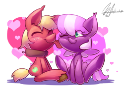 Size: 4000x3000 | Tagged: safe, artist:jggjqm522, derpibooru import, big macintosh, cheerilee, earth pony, pony, cheerimac, chibi, licking, male, shipping, stallion, straight