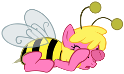 Size: 2404x1454 | Tagged: safe, artist:kirotalon, cherry berry, bee, earth pony, pony, bee costume, clothes, costume, cowering, nightmare night, nightmare night costume, scared, simple background, solo, transparent background, vector