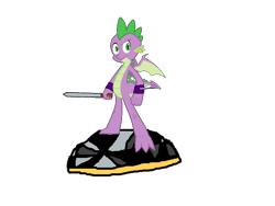 Size: 800x600 | Tagged: safe, derpibooru import, spike, dragon, simple background, skylanders, smiling, solo, spread wings, sword, teenage spike, transparent background, weapon, winged spike