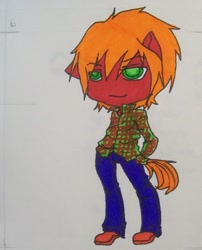 Size: 804x994 | Tagged: safe, artist:jadexenapus, derpibooru import, big macintosh, chibi, humanized, male, solo