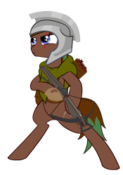 Size: 1024x1461 | Tagged: safe, artist:php50, derpibooru import, oc, oc only, pony, crossbow, helmet, scar, solo